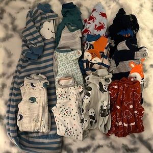 Lot - 3 Month Baby Boy Zip Pajamas - 12 PJs EXCELLENT CONDITION